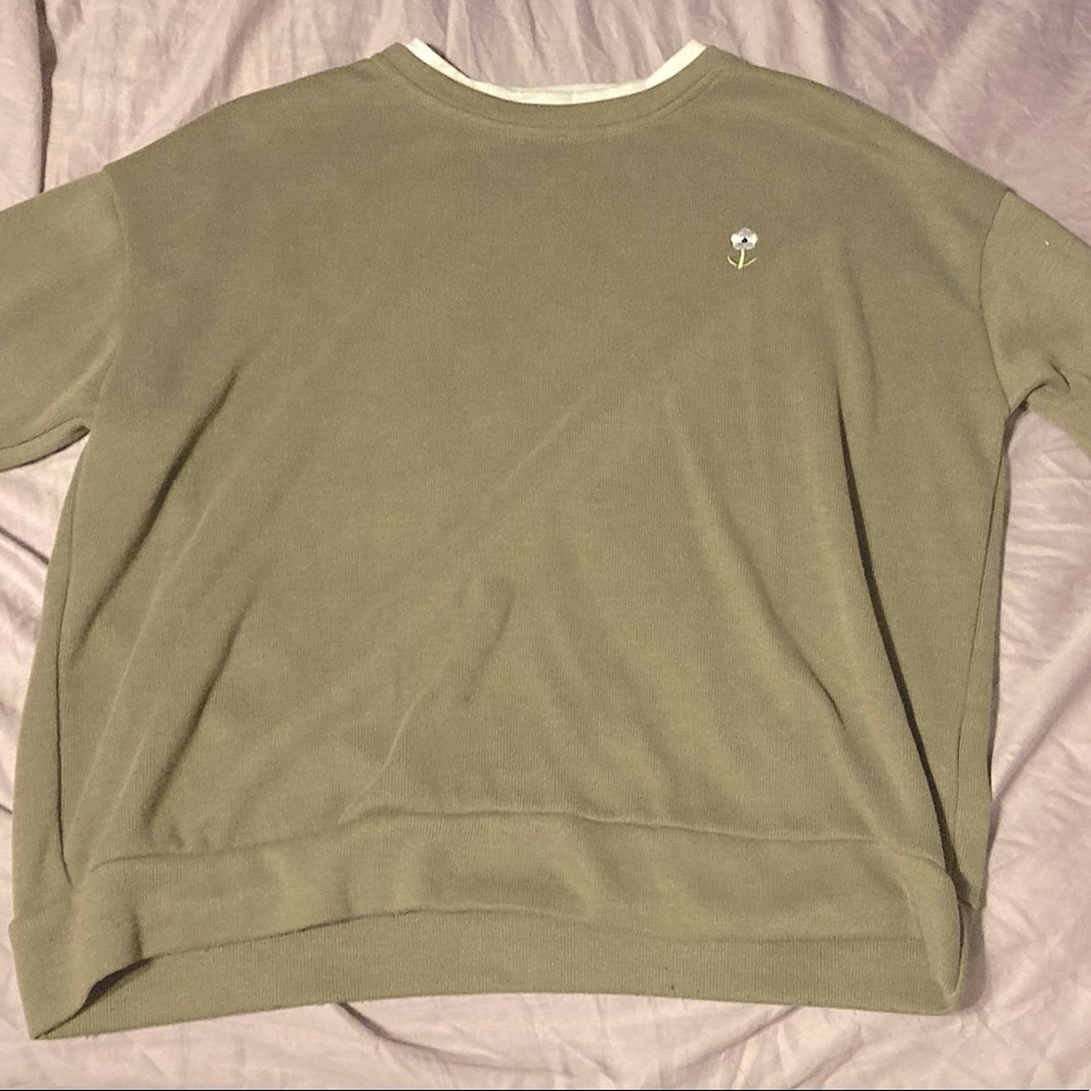 Sage Green Oversized Faux Two-Piece Layered Sweatshirt (Worn Twice)